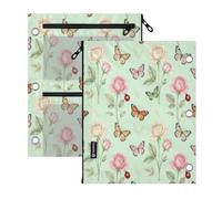 3 raccoglitori ad anelli 2 pz farfalle fiori giardino verde chiaro 27,9 x 22,9 cm
