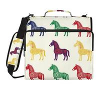 3 raccoglitori ad anelli con cavalli svedesi Dala colorati | Organizer per raccoglitori scolastici con tasche multiple per scuola e ufficio