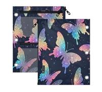 3 raccoglitori ad anelli, confezione da 2 sagome di farfalle glitterate, 27 x 22 cm