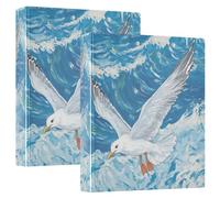 3 raccoglitori ad anelli da 1 e mezzo pollice gabbiano che volano sopra le onde dell'oceano con tasca 1/2 confezione di materiale scolastico copertina rigida confezione da 2