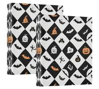 3 raccoglitori ad anelli da 2,5 cm e mezzo pollice Halloween scheletro bianco fantasmi con tasche interne 1/2 confezioni per lettere (28 x 21,6 cm) copertina rigida, confezione da 2