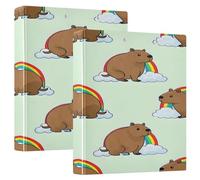 3 raccoglitori ad anelli per quaderni, cartella portadocumenti Capybara Rainbow per organizzare documenti a casa, scuola o ufficio