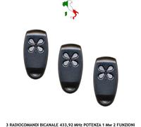 3 RADIOCOMANDI BICANALE SECURVERA 433,92 MHz CODICE VARIABILE A 10 DIPSWITCH