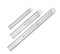 3 righelli in acciaio inox, righello metallo, righello di acciaio inossidabile, argento, 15 cm, 20 cm, 30 cm, per ingegneria, insegnamento, ufficio, disegno