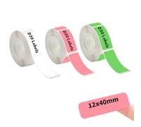 3 Rollos de Cinta para Rotuladora, Etiquetas Autoadhesivas Adhesivas Térmicas para Impresora de Etiquetas, 12 x 40 Mm, 160 Unidades por Rollo, Cinta de Etiquetas Térmicas para el Colegio y el Hogar
