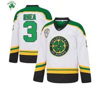 3 Ross The BOSS Rhea Shamrocks Maglia da hockey ricamata bianca con toppe EMHL, abbigliamento sportivo casual con maniche lunghe L,M,S,XL,XXLTessuto in maglia