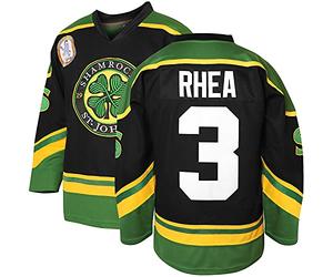 3 Ross The Boss Rhea ST John's Shamrocks Maglia da Hockey con Patch EMHL Bianco Verde - Nero - L