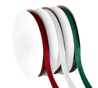 3 Rotoli 27,43m x 1m Nastri di Velluto, Nastri Natalizi per Confezioni Regalo, Creazione di Fiocchi, Artigianato fatto a Mano, Albero di Natale, Ghirlande (Verde, Rosso, Bianco)