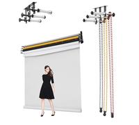 3 rotoli a parete sistema di supporto manuale per sfondo con 2 ganci a tripla, 6 x Expand Bar, 3 x catena, compatibile con carta di sfondo, panno fotografico e panno in PVC