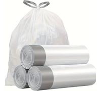 3 rotoli di 45 sacchetti per la spazzatura grigi con comode cinghie con coulisse, manici resistenti e durevoli, per cucina e bagno, facili da trasportare e smaltire