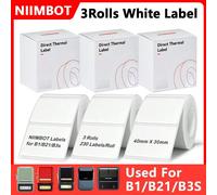 3 rotoli di etichette per stampante termica portatile NIIMBOT B1 B21 B3S B31 K3 Mini, etichette bianche adesive per contenitori, impermeabili, resistenti all'olio e agli strappi 3 rotoli 40X30mm,3 rot