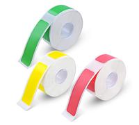 3 Rotoli Di Nastro Adesivo Impermeabile Per Trasferimento Termico 12 x 40 mm - Compatibili Con Stampanti D11s/HP2S/HP3/HP4 - 160 Etichette Alta Qualità In Rosa, Giallo E Verde