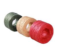 3 Rotoli di Nastro di Rafia Opaca per Natale - 50 m, Carta Naturale Riciclabile in Rosso e Verde - per Confezioni Regalo