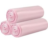 3 rotoli di piccoli sacchetti della spazzatura - 60 pezzi robusti da 15 litri per casa, ufficio, cucina, bagno e cameretta dei bambini (rosa)