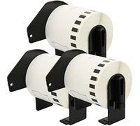 3 Rotoli DK22251 DK-22251 62mm x 15,24m Etichette adesive continuo compatibili per Brother P-Touch QL-800 QL-810W QL-820NWB, Nero/Rosso su Nianco