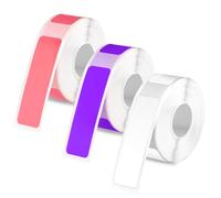 3 Rotoli Nastro per Etichette per Phomemo D30, 12x40mm Nastro per Etichette Autoadesivo Adesivi in Carta Termica Rotolo Etichette Termiche per Ufficio Casa Scuola Forniture (Bianco, Viola, Rosa)