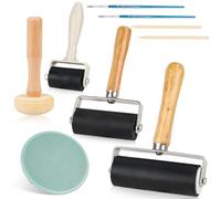3 rulli in gomma per stampa linoleica con 1 rullo a fungo e 1 incisione 3,5 cm/6 cm/10 cm, rullo per pittura per blocchi di inchiostro, timbri, stampa, carta da parati, artigianato