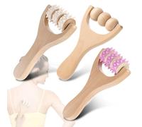 3 rulli massaggianti in legno, per muscoli della schiena, strumento manuale per massaggi in legno, per rilassare cosce, gambe, mani e muscoli di tutto il corpo, uomini e donne