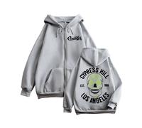 (3-S) Rapper Cypress Hill Skeleton Felpa con cappuccio e cerniera Uomo Donna Hip Hop Giacca oversize