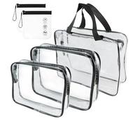 3 sacchetti da toilette da viaggio trasparenti in PVC nero con cerniera, borsa da toilette trasparente, borsa da toilette impermeabile, organizer per articoli da toeletta, con 1 borsa nera,