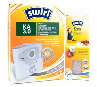 3 Sacchetti per aspirapolvere + Perline deodoranti Compatibile con Kärcher MV 3 Premium, SE 4001, SE 4002, WD 3 | Compatibile con Swirl KÄ3 - KÄ 3 | 3 Borse, Deodorante per ambienti, Accessori