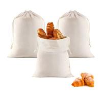 3 Sacchetti per Pane, 40 ×30 cm Sacchetto Pane Salvafreschezza con Coulisse, Sacchetti per Alimenti Ecologici Riutilizzabili per Prodotti da Forno Fruttae Verdura