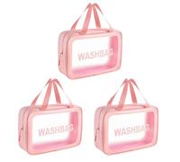 3 sacchetti trasparenti per il trasporto impermeabile, borsa da spiaggia da donna, borsa da viaggio, organizer per cosmetici per articoli da toeletta, in PVC, borsa da bagno, per campeggio, picnic, c