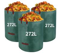 3 sacchi per Sacchi Giardinaggio da 272 litri, Per Giardinaggio, impermeabili e resistenti all'usura, pieghevoli e portatili, adatti per Raccogli Foglie Da Giardino, rifiuti del prato