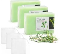 3 saponette al tea tree con retine per la schiuma - Sapone naturale all'olio di tea tree per la pulizia di viso, corpo e mani, con profumo fresco.