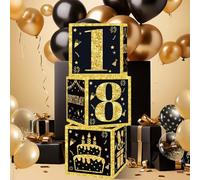 3 scatole decorative per il 18° compleanno per ragazzi, scatole per palloncini per il 18° compleanno, forniture per feste di 18 anni, scatole di cartone a tema diciotto compleanno, decorazioni da