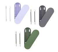 3 scatole di aste di cotone silicone, lavabili a doppia estremità, riutilizzabili, tamponi a spirale, con scatola di immagazzinaggio, pulizia quotidiana delle orecchie di trucco (grigio, verde, blu)