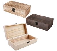 3 scatole di legno con coperchio, in legno naturale, con coperchio, con cerniere e chiusura, piccole casse in legno, per la casa, ufficio, regali (20 x 10 x 6 cm)