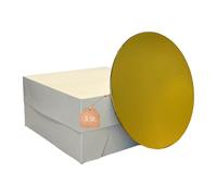 3 scatole per torte con 3 tavole rotonde abbinate, in cartoncino bianco e oro, con base per torte, portacorta usa e getta, 30 x 30 x 15 cm