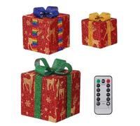 3 scatole regalo decorative natalizie con luci per vacanze ristoranti ufficio rosso set da 3 pezzi