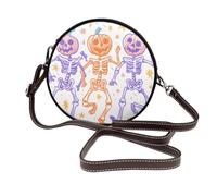 3 scheletri danzanti con teste di zucca borse a tracolla rotonde da donna borsa a tracolla in pelle borsa a tracolla