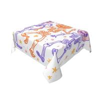 3 scheletri danzanti con teste di zucca tovaglia lavabile tavolo da pranzo copritavolo decorativo per cucina 152,4 x 152,4 cm