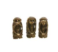 3 Scimmie Della Saggezza Collezione Animali In Legno Di 7,5 Cm # 7689