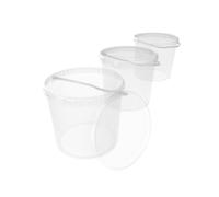 3 secchi con coperchio, 10 l, trasparenti, rotondi, per alimenti, ermetici e stabili, in plastica, con manico per alimenti, prodotti chimici, detersivi, colla