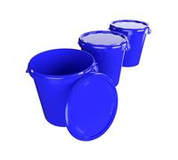 3 secchi con coperchio, 30 litri, made in Germany, per alimenti, stabili, ermetici, per conservare alimenti, materiali da ufficio, cameretta dei bambini, casa, officina, gastronomia, blu