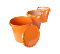 3 secchi con coperchio, 30 litri, made in Germany, per alimenti, stabili, ermetici, per conservare alimenti, materiali da ufficio, cameretta dei bambini, casa, officina, gastronomia, arancione