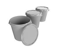 3 secchi con coperchio, 30 litri, made in Germany, per alimenti, stabili, ermetici, per conservare alimenti, materiali da ufficio, cameretta dei bambini, casa, officina, gastronomia, grigio