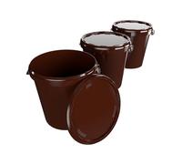 3 secchi con coperchio, 30 litri, made in Germany, per alimenti, stabili, ermetici, per conservare alimenti, materiali da ufficio, cameretta dei bambini, casa, officina, gastronomia, marrone