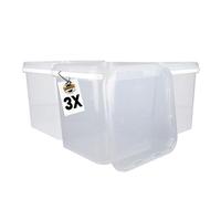 3 secchi con coperchio, 5 l, trasparenti, rettangolari, in plastica, per alimenti, ermetici e stabili, secchiello vuoto con manico e coperchio, adatto per alimenti, prodotti chimici, per lavaggio in