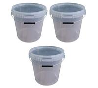 3 secchi da 25 litri con coperchio trasparente, impilabili per latte e scorta, in plastica con rilascio alimentare, per alimenti, per farina, secchiello per acqua, 3 pezzi