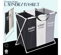 3-Section Cesto Biancheria Lavaggio Vestiti per Scuro Luce Colore Sorting Bin