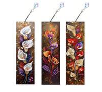 3 segnalibri fai da te con diamanti 5D dipinti a forma di cartone animato gloria del mattino, fatti a mano con cristalli rotondi segnalibri, nappe, segnalibri, adatti per lo studio