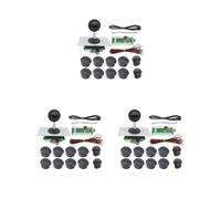 3 set Arcade Joystick Sostituito Parte di Gioco Pulsanti Multicolore Professionale Aggiornato Raccordi Artigianato Bastoni da combattimento Nero