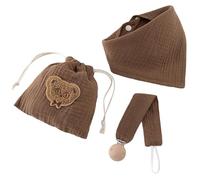 3 / set bavaglino ciuccio neonato in cotone naturale set e borsa portaoggetti riutilizzabile collezione cura infantile bavaglino triangolare sbavante essenziale per bambini con buste portaoggetti