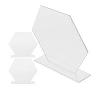 3 Set Cartelli Esagonali in Acrilico Base e Supporto per Tavoli | Segnaposto Riutilizzabili, Superficie Liscia e Design Semplice, per Nomi Ospiti o Voci Menu