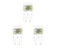 3 set di 100 spilli a testa piatta in plastica dritti per quilting spilli misti aghi da cucito fai da te, fiore di colore chiaro, colore prugna